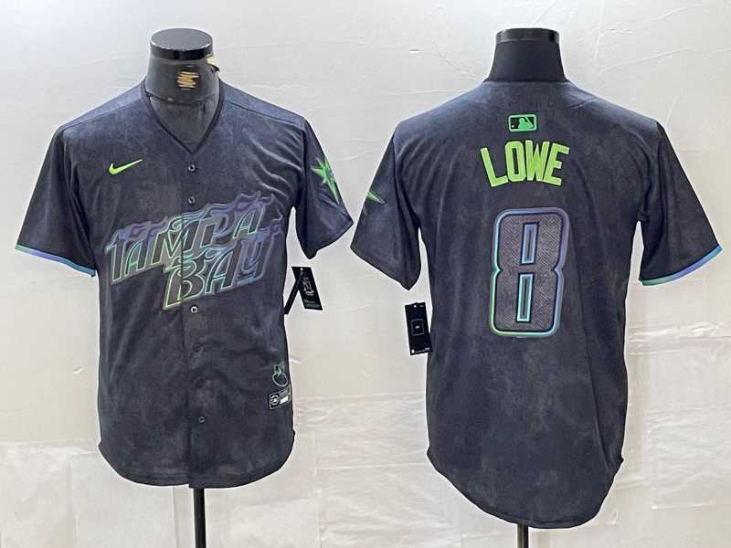 Mens Tampa Bay Rays #8 Brandon Lowe Charcoal 2024 City Connect Limited Cool Base Jersey